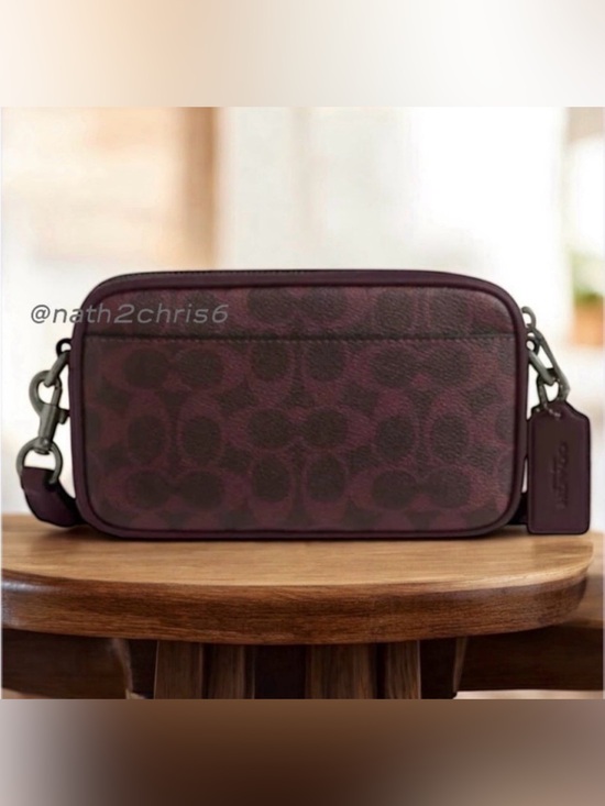 Coach Handbags - Coach CROSSBODY BAG IN SIGNATURE CANVAS in Black Currant (Burgundy) New